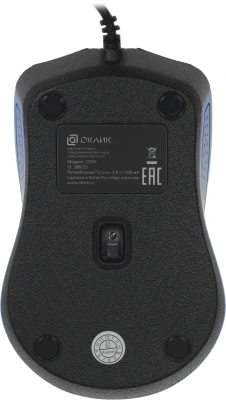 Мышь Оклик 225M черный/синий оптическая 1200dpi USB 3but (288233)