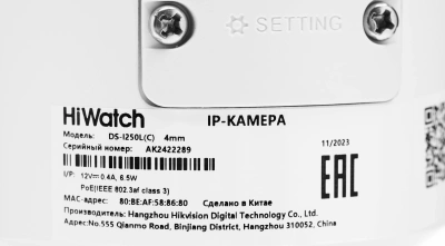 Камера видеонаблюдения IP HiWatch DS-I250L(D)(4 MM) 4-4мм цв. корп.:белый