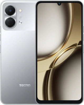 Смартфон Tecno Spark Go 3 64Gb 4Gb серый моноблок 3G 4G 2Sim 6.75" 720x1600 Android 15 13Mpix 802.11 a/b/g/n/ac GPS GSM900/1800 Protect microSD max1024Gb