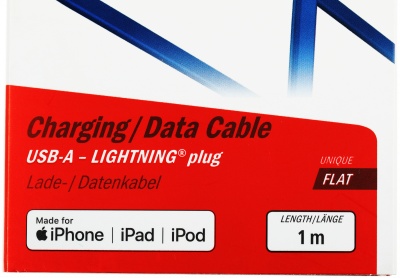 Кабель Hama 00187232 USB (m)-Lightning (m) 1м синий плоский