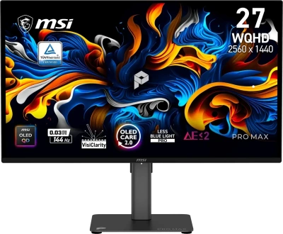 Монитор MSI 26.5" Max 271QPX14G черный QD OLED LED 16:9 HDMI M/M матовая HAS Piv 250cd 178гр/178гр 2650x1440 144Hz FreeSync Premium Pro DP WQ USB 8кг
