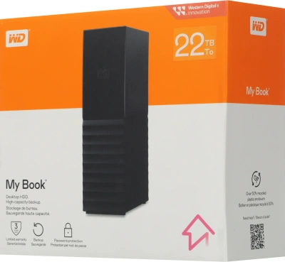 Жесткий диск WD USB3.0 22TB WDBBGB0220HBK-EESN My Book 3.5" черный