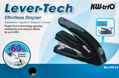 Степлер настольный Kw-Trio 5618GR/GREEN Soft-Touch 24/6 24/8 26/6 26/8 (40листов) снижение усилия серый/зеленый 100скоб
