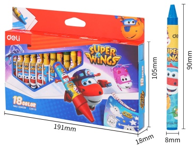 Восковые мелки Deli EC21010 Super Wings 18цв. картон.кор./европод.