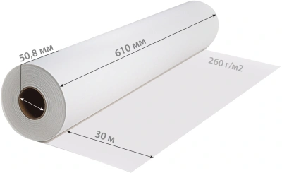 Холст Cactus CS-GC260-61030 24"(A1) 610мм-30м/260г/м2/белый глянцевое синтетика для струйной печати втулка:50.8мм (2")