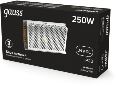 Блок питания Gauss 202002250 встраив. для лен.светод. черный