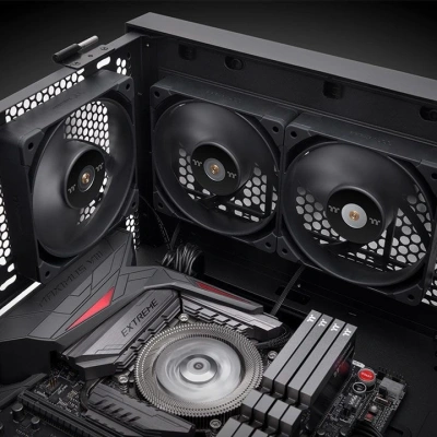 Вентилятор для корпуса Thermaltake Toughfan 14 Pro 140х140x25 черный 4-pin 31.6дБ (упак.:2шт) (CL-F160-PL14BL-A) Ret