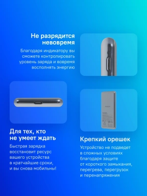 Мобильный аккумулятор Xiaomi Ultra Slim 5000mAh QC/PD 20W 2.4A USB-C серый (BHR9535GL)