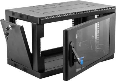 Шкаф коммутационный ЦМО (ШРН-9.500-9005) настенный 9U 600x529мм пер.дв.стекл 200кг черный 470мм 14кг 180град. 346мм IP20 металл