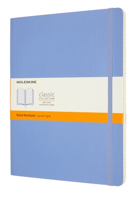 Блокнот Moleskine CLASSIC SOFT QP621B42 XLarge 190х250мм 192стр. линейка мягкая обложка голубая гортензия