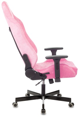 Кресло игровое Knight N1 Fabric розовый Velvet 36 с подголов. крестов. металл