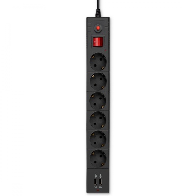 Сетевой фильтр Buro BU-SP1.8_USB_2A-W 1.8м (6 розеток) белый (коробка)