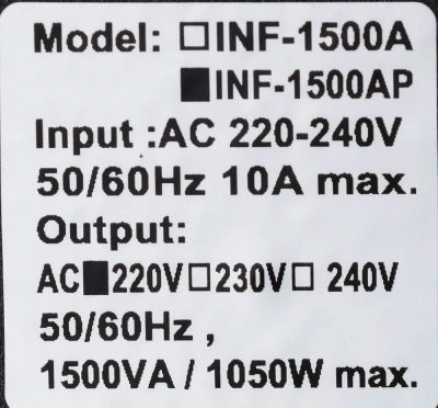 Источник бесперебойного питания Powercom Infinity INF-1500 1050Вт 1500ВА черный без батареи