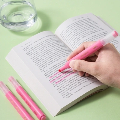 Текстовыделитель Deli EU12S-PK скошенный пиш. наконечник 1-5мм розовый коробка картонная