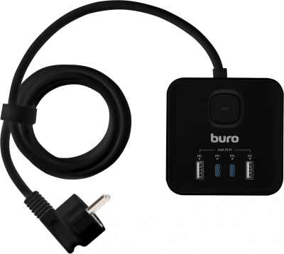 Сетевой удлинитель Buro BU-PTE4.1UC-Plus-B 1.5м (4 розетки) черный (коробка)