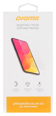 Защитное стекло для экрана Digma черный для Samsung Galaxy A72 2.5D 1шт. (DGG2SAA72A)