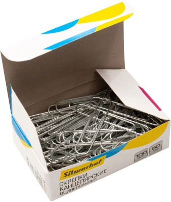Скрепки Silwerhof 491037 металл оцинкованные 50мм (упак.:100шт) картонная коробка