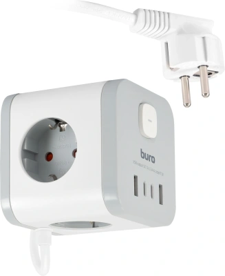 Сетевой удлинитель Buro BU-PC3.1UС-W 1.5м (3 розетки) белый (коробка)