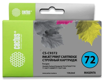 Картридж струйный Cactus CS-C9372 №72 фото пурпурный (130мл) для HP DJ T610/T620/T770/T1100/T1100/T1120/T1200 с чипом