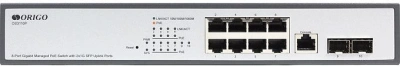 Коммутатор Origo OS3110P OS3110P/135W/A1A (L2) 8x1Гбит/с 2xКомбо(1000BASE-T/SFP) 2SFP 8PoE 8PoE+ 135W управляемый