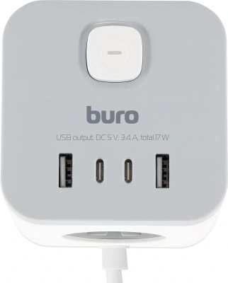 Сетевой удлинитель Buro BU-PC3.1UС-W 1.5м (3 розетки) белый (коробка)