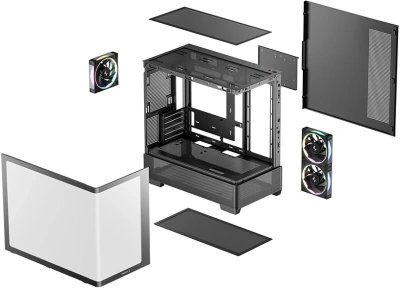 Корпус Deepcool CG380U 3F черный без БП mATX 6x120mm 3x140mm 2xUSB3.0 audio bott PSU