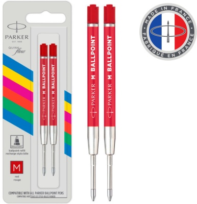 Стержень шариковый Parker QuinkFlow Basic Z09 (2166545) M 1мм красные чернила блистер (2шт)