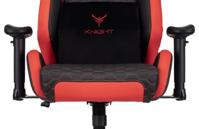 Кресло игровое Knight Neon черный/красный соты экокожа с подголов. крестов. металл