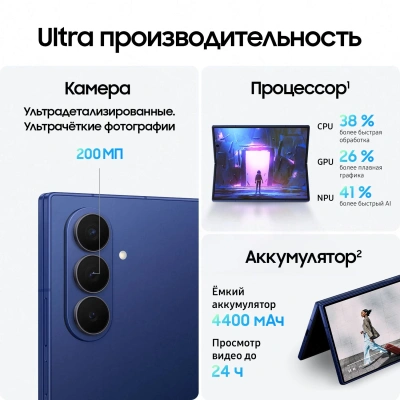 Смартфон Samsung SM-F966B Galaxy Z Fold7 512Gb 12Gb синий раскладной 3G 4G 2Sim 8" 1968x2184 Android 16 200Mpix 802.11 a/b/g/n/ac/ax/be NFC GPS GSM900/1800 GSM1900 Protect