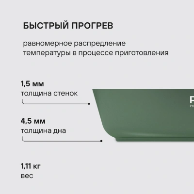 Сковорода Rondell Modesty RDA-2039 круглая 28см покрытие: Xylan Plus ручка несъемная (без крышки) зеленый