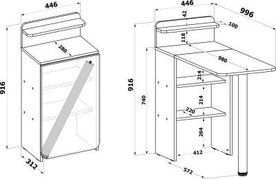 Стол для компьютера Сокол СП-19 складн. столешница ЛДСП бетон каркас хром (00-00015992)