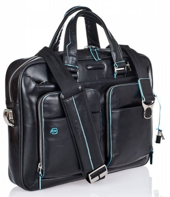 Деловая сумка Piquadro Blue Square CA2849B2/N с отделением для ноутбука 15" черная натур.кожа