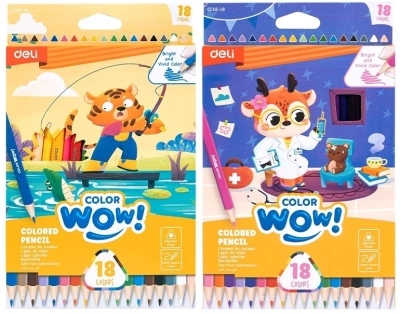 Карандаши цв. Deli EC138-18 Colorwow 3мм трехгран. 18цв. карт.кор. (18шт) 18 карандашей