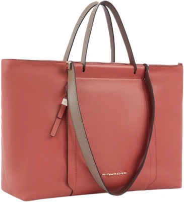 Деловая сумка женская Piquadro Circle BD3336W92/ARTM с отделением для ноутбука 14" коралловая/кофейная натур.кожа
