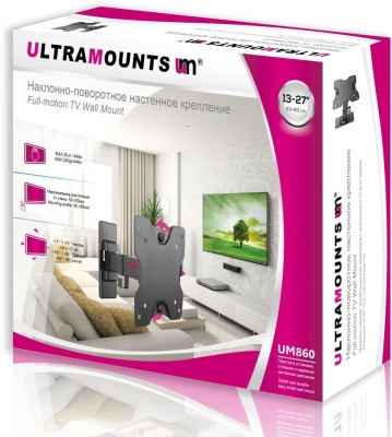 Кронштейн для телевизора Ultramounts UM860 черный 13"-27" макс.20кг настенный поворот и наклон