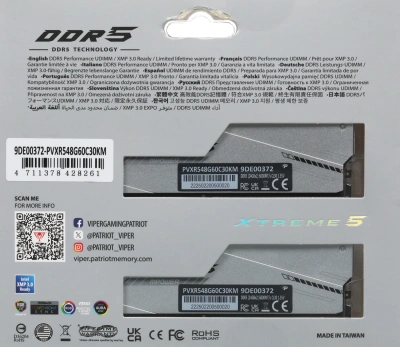 Память DDR5 2x24GB 6000MHz Patriot PVXR548G60C30KM Viper Xtreme 5 RGB RTL Gaming PC5-48000 CL30 DIMM UDIMM 288-pin 1.35В с радиатором Ret
