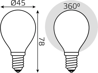 Лампа светодиодная Gauss Filament 105201209-D 9Вт цок.:E14 шар 220B св.свеч.бел.нейт. (упак.:1шт)