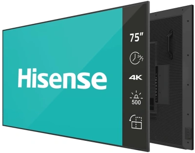 Панель Hisense 75" 75DM66D черный LED 8ms 16:9 HDMI M/M матовая 1200:1 500cd 178гр/178гр 3840x2160 DP 4K USB 29кг