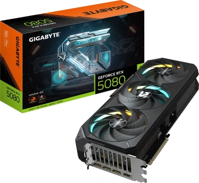 Видеокарта Gigabyte PCI-E 5.0 GV-N5080GAMING-16GD 1.0 NVIDIA GeForce RTX 5080 16Gb 256bit GDDR7 2617/30000 HDMIx1 DPx3 HDCP Ret