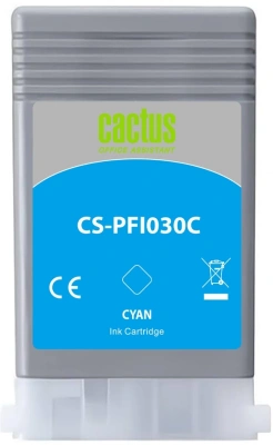Картридж струйный Cactus CS-PFI030C PFI-030C голуб.пигм. (55мл) для Canon imagePrograf TA-20/30/TM-240/340 с чипом