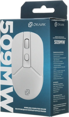 Мышь Оклик 509MW white белый оптическая 1600dpi беспров. USB для ноутбука 4but (1885186)