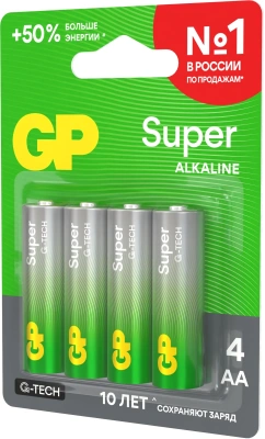 Батарея GP Super 15AA21-2CRSBC4 AA (4шт) блистер