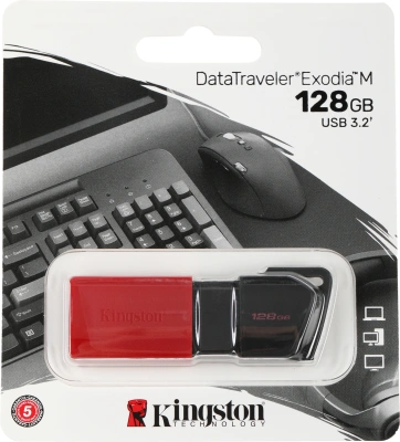 Флеш Диск Kingston 128GB DataTraveler Exodia M DTXM/128GB USB3.2 черный/красный
