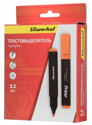 Текстовыделитель Silwerhof Prime 108031-06 скошенный пиш. наконечник 1-4мм оранжевый коробка