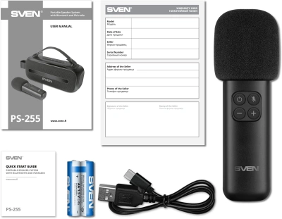 Колонка порт. Sven PS-255 черный 12W 2.0 BT 3600mAh (SV-022563)