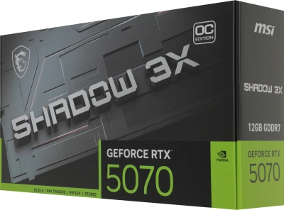 Видеокарта MSI PCI-E 5.0 RTX 5070 12G SHADOW 3X OC NVIDIA GeForce RTX 5070 12Gb 192bit GDDR7 2542/28000 HDMIx1 DPx3 HDCP Ret