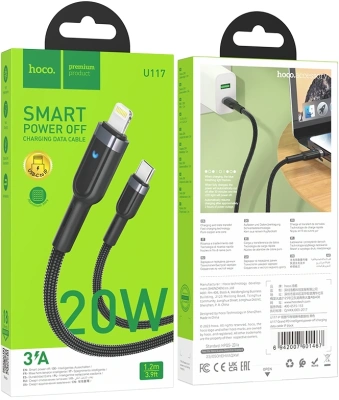 Кабель Hoco U117 IP(01467) USB Type-C (m)-Lightning (m) 1.2м черный