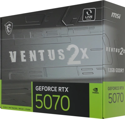 Видеокарта MSI PCI-E 5.0 RTX 5070 12G VENTUS 2X NVIDIA GeForce RTX 5070 12Gb 192bit GDDR7 2512/28000 HDMIx1 DPx3 HDCP Ret