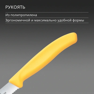 Нож кухонный Victorinox Swiss Classic (6.7838.C1) стальной столовый для овощей лезв.110мм серрейт. заточка желтый