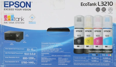 МФУ струйный Epson EcoTank L3210 (103) (C11CJ68405/C11CJ68403) A4 черный